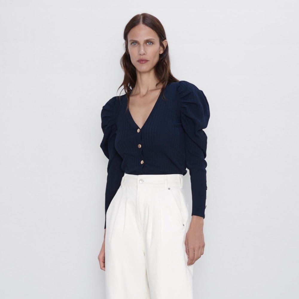 LAST CHANCE Zara Cardigan W/Voluminous Sleeves NWT